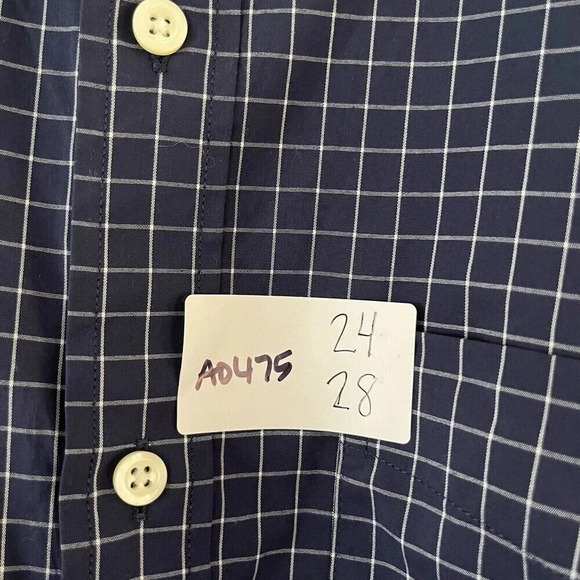 Gap Mens Navy Window Pane Button Up Shirt Sz L Standard Fit Performance Cotton - Picture 12 of 12